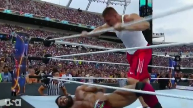 Rob Gronkowski Gets in the Ring for WrestleMania 33