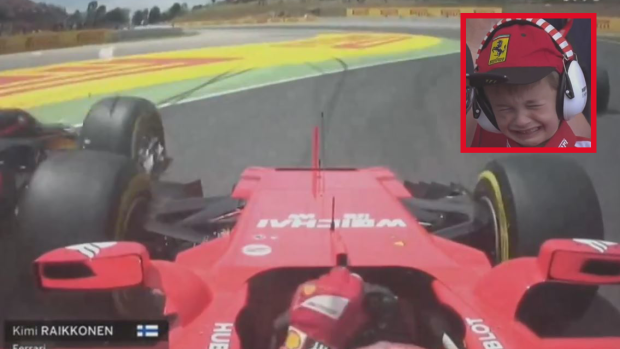 Little fan bawls his eyes out after F1 driver crashes out on very