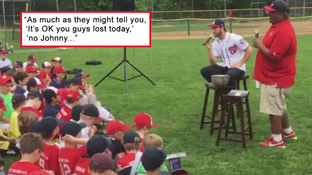 Bryce Harper is a class act. He stayed to the end of the Media LLWS (PA  team local to Philly burbs) loss to talk to the team after most of the other