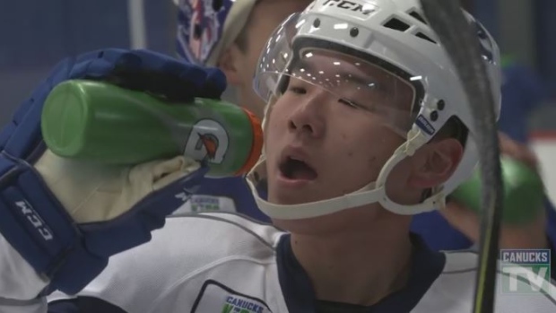 Simon Chen participates at the Vancouver Canucks summer development camp.