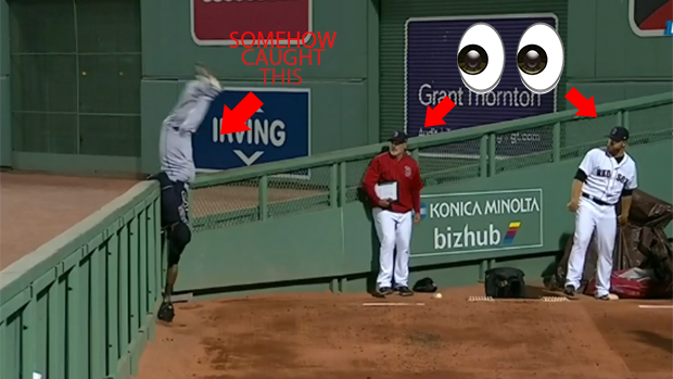 Austin Jackson jumps over wall and into Fenway bullpen to rob home run