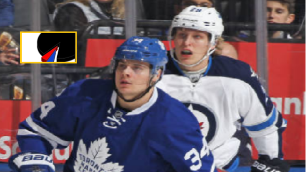 Auston Matthews and Patrik Laine during a regular season game.