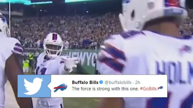 Bills rookie celebrates first NFL touchdown with lightsaber battle
