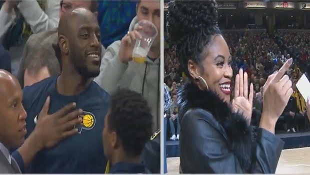 Pacers Damien Wilkins And His Fiancee Pulled Off A Mid Game Gender Reveal On Wednesday 6408