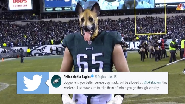 The Eagles are encouraging fans to rock dog masks to Sunday's game